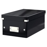 Cutie depozitare carton laminat pliabila cu capac negru Leitz WOW Click&amp;Store