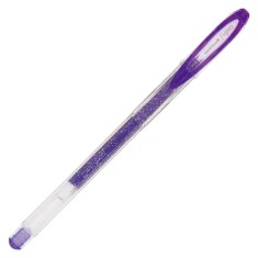 Pix cu gel Uni-ball Sparkling UM-120SP, 0.7mm,cu capac,corp transparent,scris violet cu sclipici