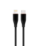 CABLU alimentare si date GEMBIRD, pt. smartphone, USB 2.0 Type-C (T) la Lightning (T), 20W, 1.5m, protectie silicon, negru, &quot;CC-USB2S-CM8PM-1.5M-BK&quot; (