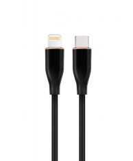 CABLU alimentare si date GEMBIRD, pt. smartphone, USB 2.0 Type-C (T) la Lightning (T), 20W, 1.5m, protectie silicon, negru, &quot;CC-USB2S-CM8PM-1.5M-BK&quot; (