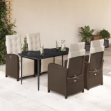 VidaXL Set mobilier de grădină, 5 piese, cu perne, maro, poliratan