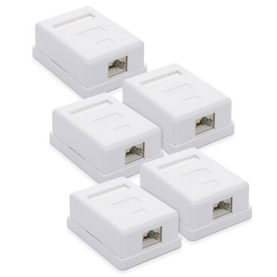 Set 5 Prize de RJ45 retea pentru cablu Ethernet CAT6A, Kwmobile, Alb, Metal, 50059.01.01 foto