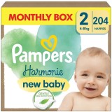Scutece Pampers Harmonie, Mini 2, 4-8 kg, pachet lunar de scutece, 204 buc
