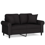 Cumpara ieftin Canapea cu 2 locuri cu pernute, negru, 120 cm, catifea