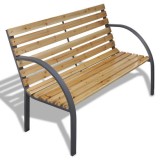Cumpara ieftin Banca Gradina Lemn Metal Everild 123x54x77 cm Strend Pro, Negru/Maro, 150kg