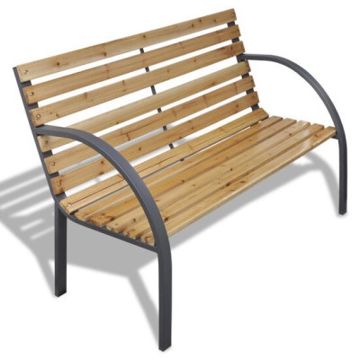 Banca de gradina, lemn, structura metal, 123x54x77 cm, Everild foto