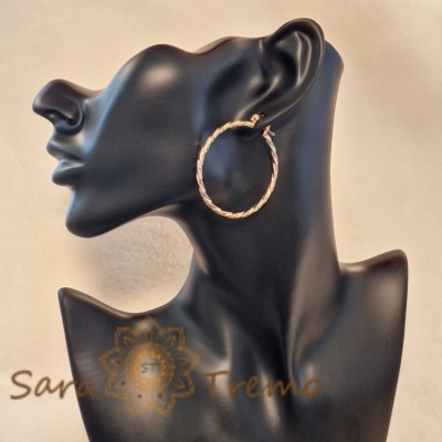 Cercei rotunzi impletiti, diametru 4 cm , Eleganta si rafinament brazilian foto