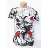 Tricou barbați imprimeu lupi - XL