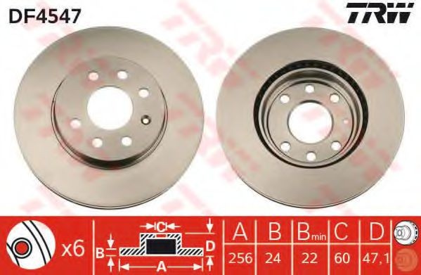 Disc frana DAEWOO NUBIRA Break (KLAJ) (1997 - 2016) TRW DF4547