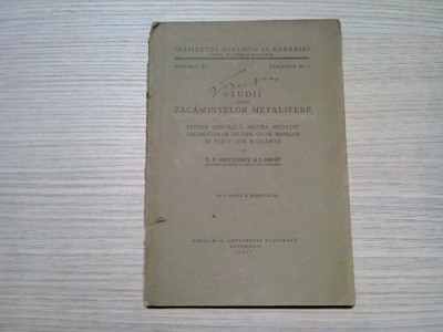 STUDII asupra ZACAMINTELOR METALIFERE - T.P. Ghitulescu, I. Gavat - 1931, 28 p. foto