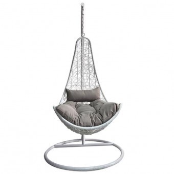 Scaun leagan, tip scoica, Strend Pro Jawa, PE rattan, perne incluse foto