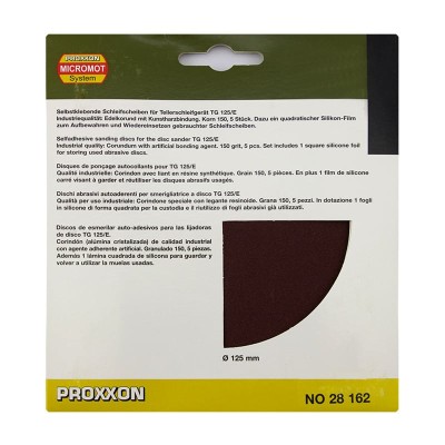 Set discuri abrazive autoadezive pentru TG 125 E Proxxon 28162, O125 mm, granulatie 150, 5 bucati foto