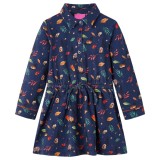 Rochie cu m&acirc;neci lungi pentru copii, bleumarin, 140, vidaXL