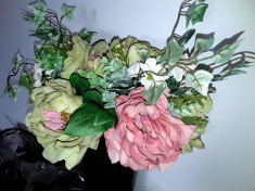 Buchet flori artificiale - Ranunculus mix 6 fire Olive Peach , inal?ime 45 cm foto