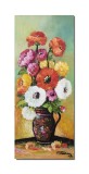 Cumpara ieftin Tablou pictat manual, Carafa cu flori, parfum de sarbatoare, 60x25cm ulei pe panza, gata de agatat pe perete