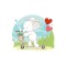 Sticker decorativ Elefant pe trotineta , Multicolor, 67 cm, 3431ST