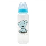 Biberon Plastic Honey Baby Bearly Cute, Tetina Silicon, Culoare Bleu, Capacitate 250ml