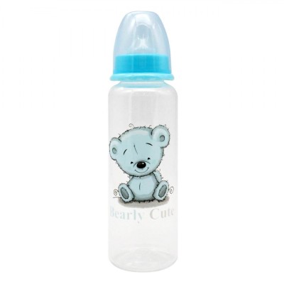 Biberon Plastic Honey Baby Bearly Cute, Tetina Silicon, Culoare Bleu, Capacitate 250ml foto