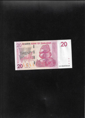 Zimbabwe 20 dollars 2007 aunc seria2235940 foto