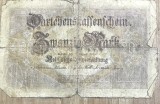 BNKSTR03DE Bancnotă Veche Germania 20 Mark 1914 (Darlehnskassenschein), Primul Război Mondial, Imperiul German, Colecție Numismatică