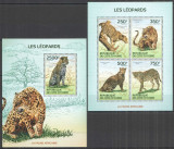 COASTA DE FILDES-Fauna-Leopard-Animale din Africa--2 Blocuri de 4 si 1 timbru, Nestampilat