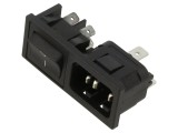 Conector alimentare AC soclu tată 10A 250VAC IEC 60320 BULGIN