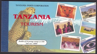TANZANIA 1999 FAUNA TURISM CARNET CU 4 BLOCURI A CATE 6 TIMBRE foto