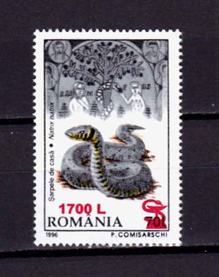 RO 2000 , LP 1506 ,&amp;quot;Fauna 1996 - supra. &amp;quot;sarpe/cupa&amp;quot;&amp;quot; ,serie ,MNH foto