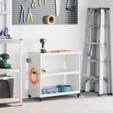 Cărucior pentru unelte cu raft cu roata cu depozitare Manual Alb 75 x 35 x 73 cm