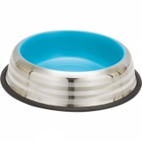 Castron din inox pentru pisici Enjoy BlueSilver Stripes 230 ml