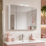 Dulap baie cu oglinda Celine, PAL, iluminare led, 100 cm, 3 usi, 3 rafturi, soft close, alb