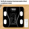 Cantar Electronic Inteligent De Baie Cu Aplicatie Smart, Corporal, Ecran Digital Iluminat, Termometru, Suporta Maxim 180 Kg, , Baterii, Negru