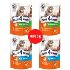Club 4 Paws Premium Hrana umeda pisici - cu pui in sos si somon in jeleu, set 4x85g foto