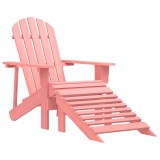 Cumpara ieftin Scaun de gradina cu otoman Adirondack, roz, lemn masiv de brad