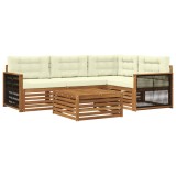 vidaXL Set de canapele de exterior cu pernă 5 pcs Natural și Crem 3383323
