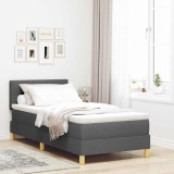 VidaXL Pat cu arcuri cu saltea &amp; LED gri &icirc;nchis 90x190 cm țesătură