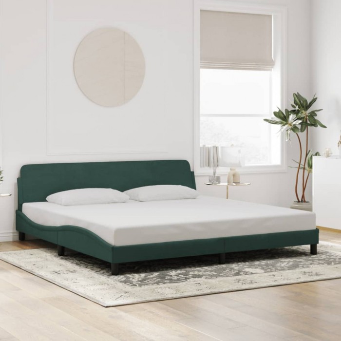 vidaXL Cadru de pat fără saltea, verde &icirc;nchis, 200x200 cm, catifea 373255
