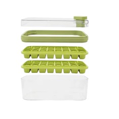 Tava cu capac pentru 60 cuburi de gheata Doonly, 24 x 14 x 11 cm, plastic, silicon, verde, transparent foto
