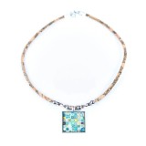 Colier din pluta cu pandantiv Azulejos squares