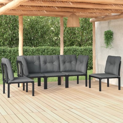 Gossi set mobilier de gradina, 5 piese, negru/gri, poliratan foto