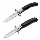 Cumpara ieftin Set de doua bricege pliabile DEPOX&reg;, lamă din oțel inoxidabil, m&acirc;ner lemn, 23.5 cm, negru