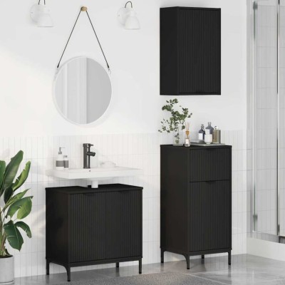 vidaXL Set de mobilier pentru baie 3 pcs Negru 39.5 x 36 x 88 cm 3393104 foto