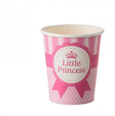 Pahare din Carton Roz Fucsia Buline Little Princess pentru Petrecere 270ml - 6buc foto