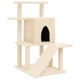 Cumpara ieftin Ansamblu de pisici cu stalpi din funie de sisal, crem, 97 cm