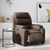 vidaXL Fotoliu electric de masaj rabatabil, maro, piele ecologică
