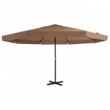 Umbrelă soare exterior cu st&acirc;lp aluminiu gri taupe 500 cm