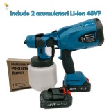 Cumpara ieftin Pistol electric de pulverizare, 800 ML volum cupa, viteza fara incarcare 32000 rpm, 2 set de baterii-48VF