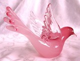 FIGURINA BIBELOU CRISTAL COLORAT - STICLA DE MURANO PASARE PORUMBEL 15 CM