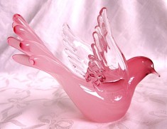 FIGURINA BIBELOU CRISTAL COLORAT - STICLA DE MURANO PASARE PORUMBEL 15 CM