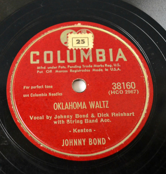 Disc ebonita patefon - gramofon Columbia - John&#039;s other Wife - Oklahoma Waltz